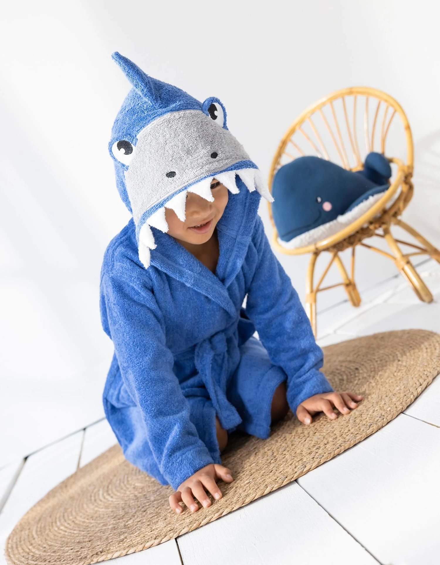 Peignoir De Bain Enfant Requin éponge Coton - 340g/m² 1 Peignoir De Bain Enfant Requin éponge Coton - 340g/m²