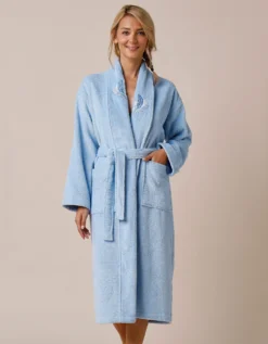 Peignoir Mixte éponge Brodé Plumes - 380 G/m2