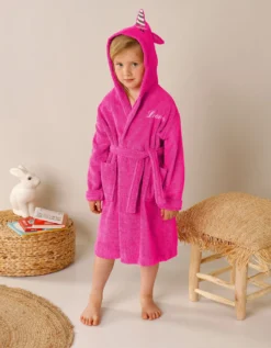 Peignoir De Bain Enfant Personnalisable Licorne à Capuche