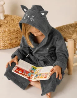 Peignoir De Bain Enfant Personnalisable Chat à Capuche