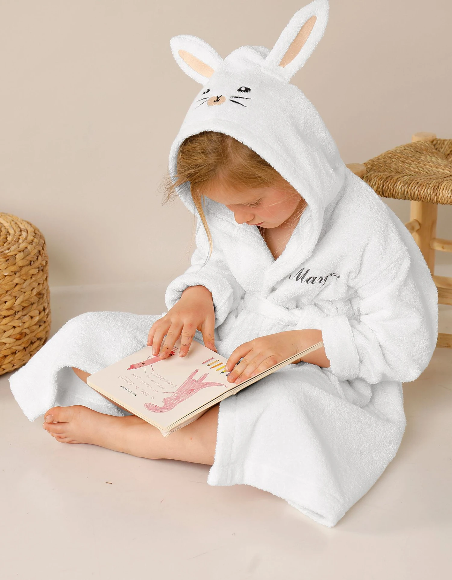 Peignoir De Bain Enfant Personnalisable Lapin à Capuche 2 Peignoir De Bain Enfant Personnalisable Lapin à Capuche – Image 2