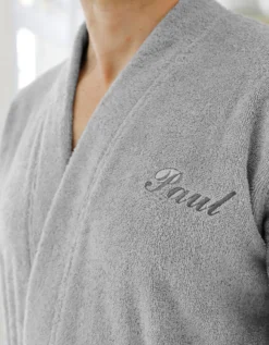 Peignoir Mixte Adulte Uni Coton éponge Bouclette Col Kimono Personnalisé