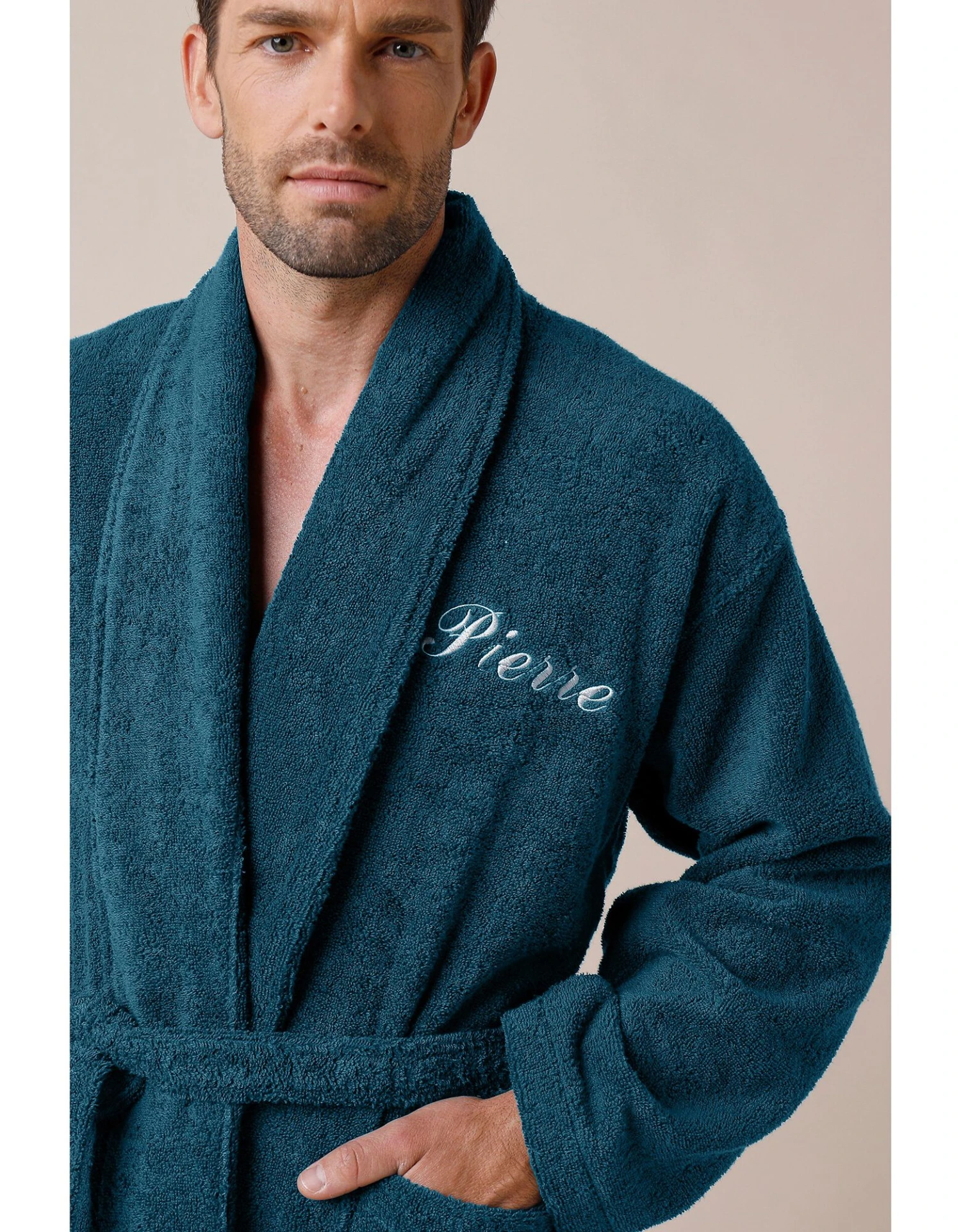 Peignoir Mixte Adulte éponge Bouclette Col Châle Personnalisable 3 Peignoir Mixte Adulte éponge Bouclette Col Châle Personnalisable – Image 3