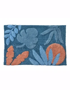 Tapis De Bain Pur Coton Motif Feuillage