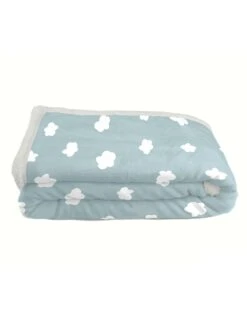 Plaid Polaire Imprimé Nuages Et Sherpa