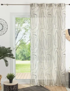 Voilage Effet Lin Imprimé Abstrait