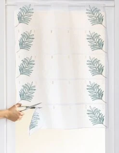 Voilage Modulable En Hauteur Broderie Feuilles De Palmier