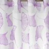 Rideau Panneau Voile Polyester Imprimé Gingko Finition Oeillets