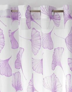 Rideau Panneau Voile Polyester Imprimé Gingko Finition Oeillets