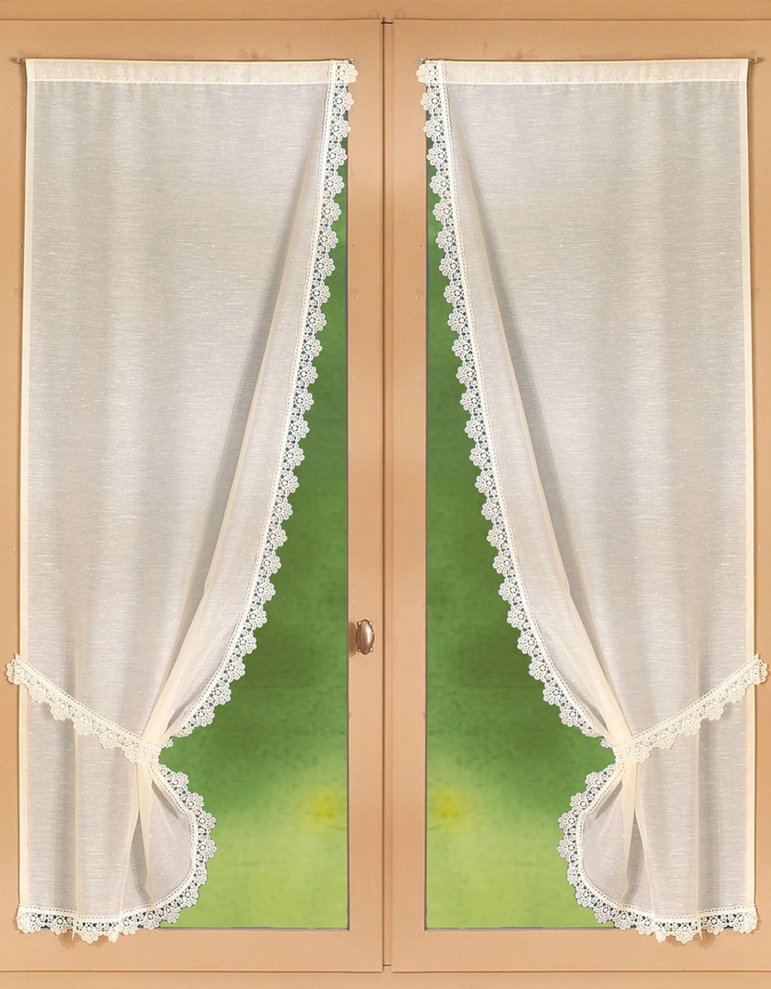 Rideau Macramé Finition Passe-tringle Embrasse Assortie - La Paire 1 Rideau Macramé Finition Passe-tringle Embrasse Assortie - La Paire