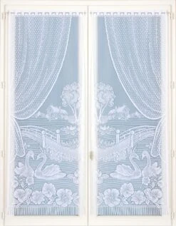 Vitrage Droit Motif Cygnes - Paire