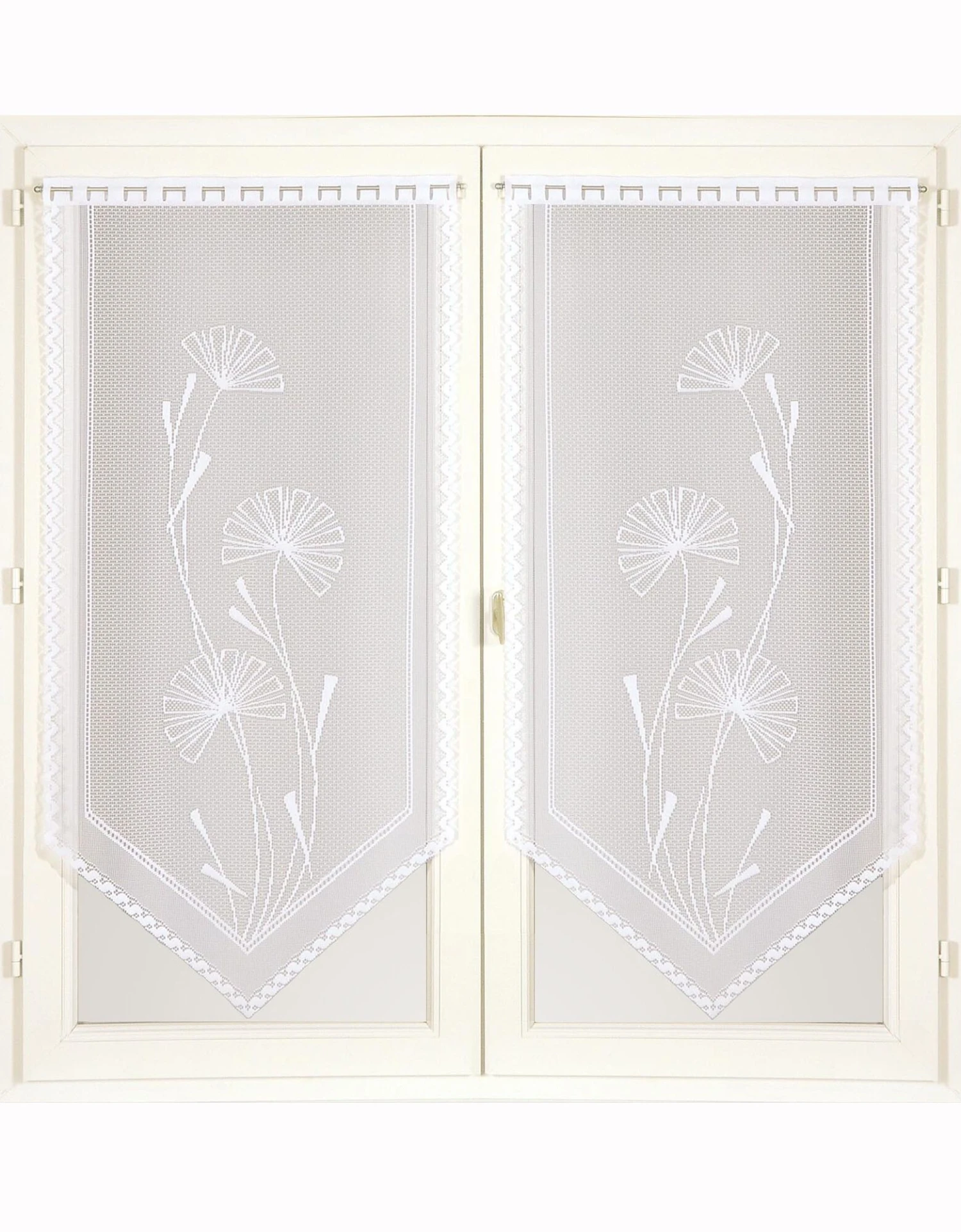 Vitrage Pissenlits Finition En Pointe - La Paire 1 Vitrage Pissenlits Finition En Pointe - La Paire