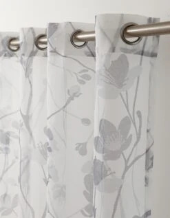 Rideau Panneau Voile Imprimé Fleurs Finition Oeillets