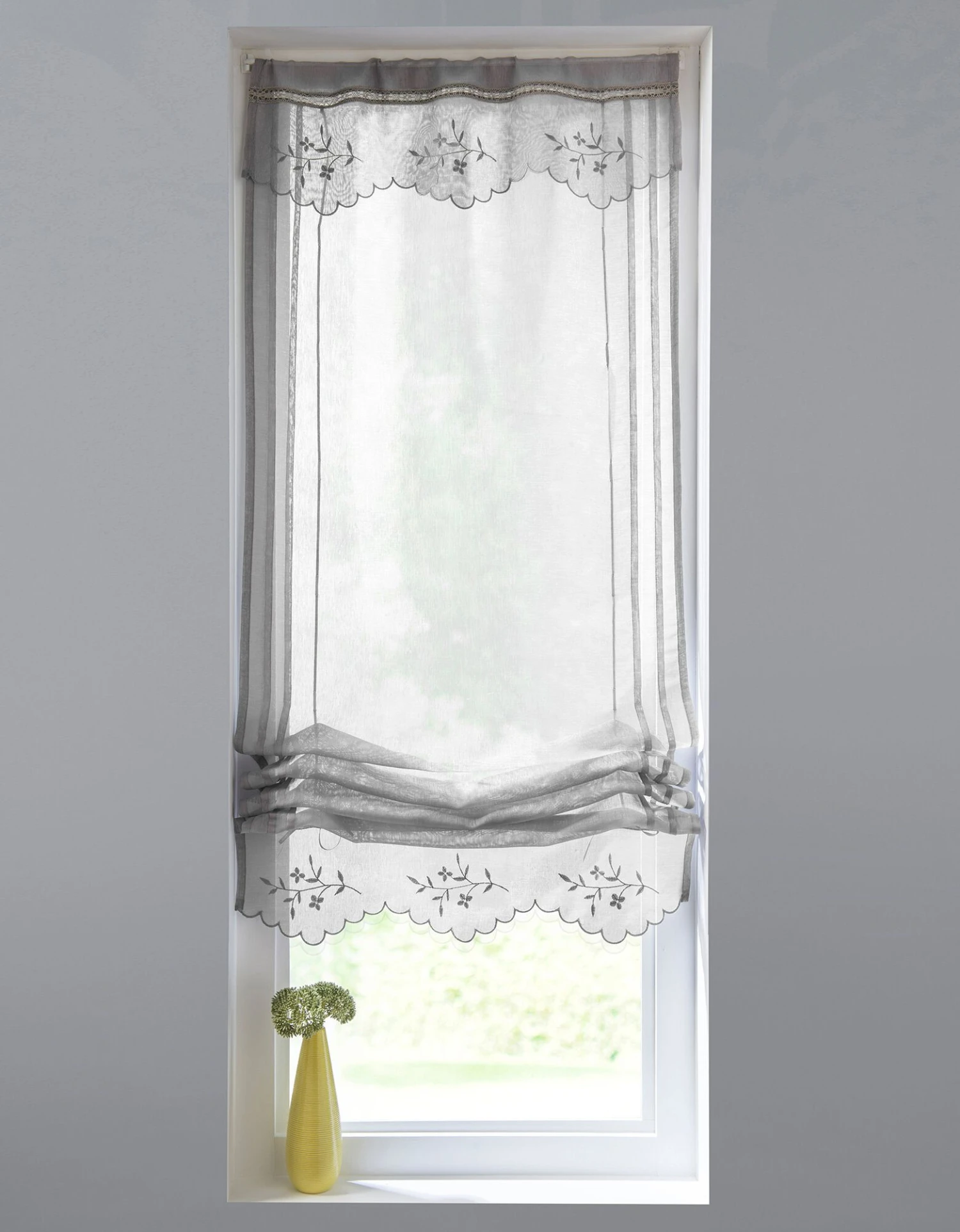 Vitrage Effet Lin Macramé Brodé Finition Passe-tringle 1 Vitrage Effet Lin Macramé Brodé Finition Passe-tringle