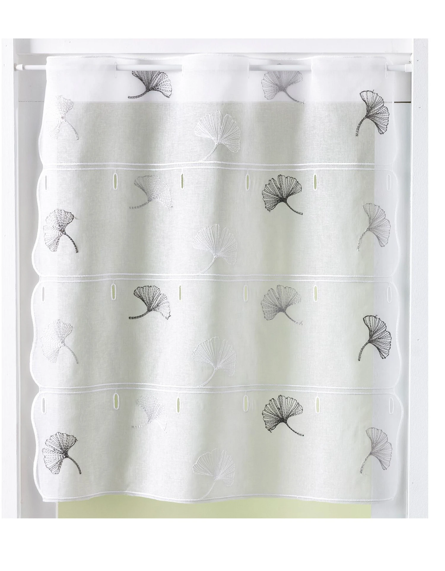 Rideau Modulable Hauteur Brodé Fleurs De Ginkgo 2 Rideau Modulable Hauteur Brodé Fleurs De Ginkgo – Image 2