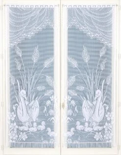 Vitrage Droit Motif Cygnes - Paire