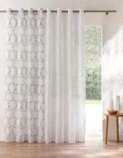 Panneau Voile étamine Brodé Sphères Finition Oeillets -Maison Textiles Magasin 323822 C01 zoomx vue5