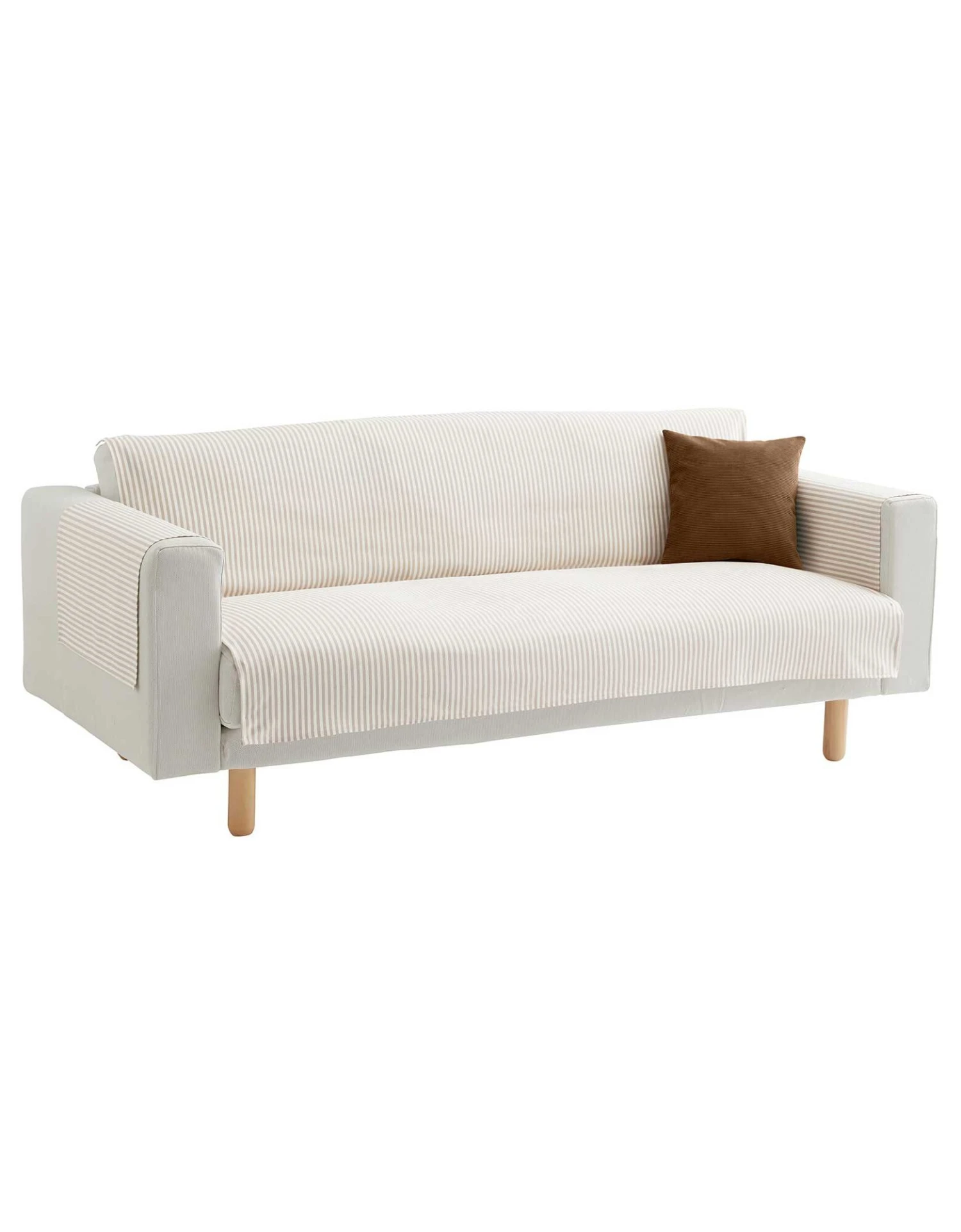 Protège-salon Rayé Coton Polyester Effet Lin 1 Protège-salon Rayé Coton Polyester Effet Lin