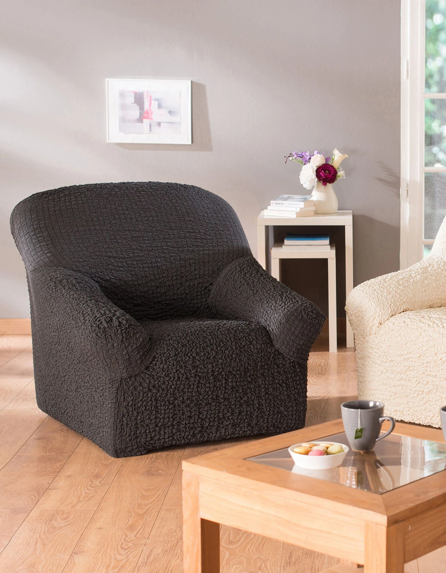 Housse Gaufrée Bi-extensible Canapé Fauteuil Accoudoirs 2 Housse Gaufrée Bi-extensible Canapé Fauteuil Accoudoirs – Image 2