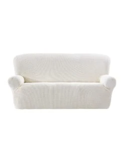 Housse Texturée Bi-extensible Spéciale Canapé Fauteuil à Accoudoirs