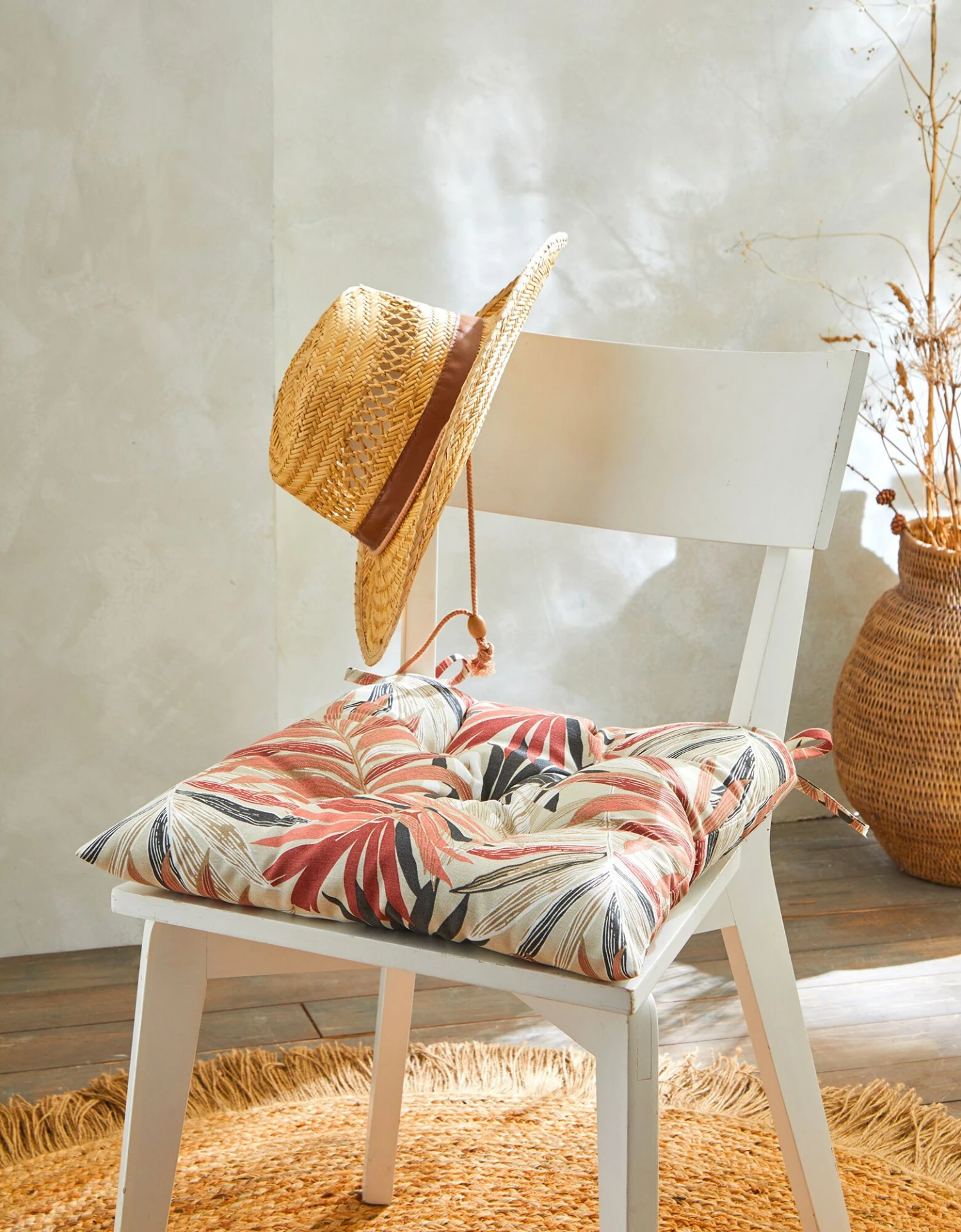 Galette De Chaise Imprimé Feuillage - Lot De 2 4 Galette De Chaise Imprimé Feuillage - Lot De 2 – Image 4