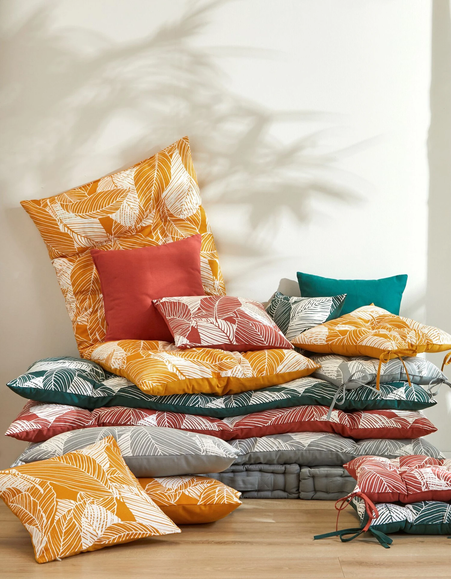 Galette De Chaise Carrée Imprimé Feuillage - Lot De 2 4 Galette De Chaise Carrée Imprimé Feuillage - Lot De 2 – Image 4