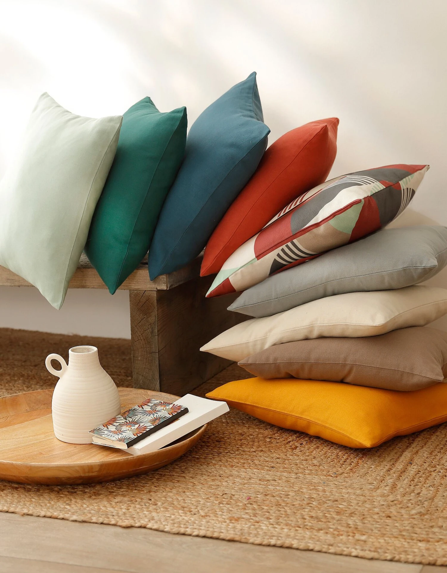 Housse De Coussin Unie Bachette - Lot De 2 2 Housse De Coussin Unie Bachette - Lot De 2 – Image 2