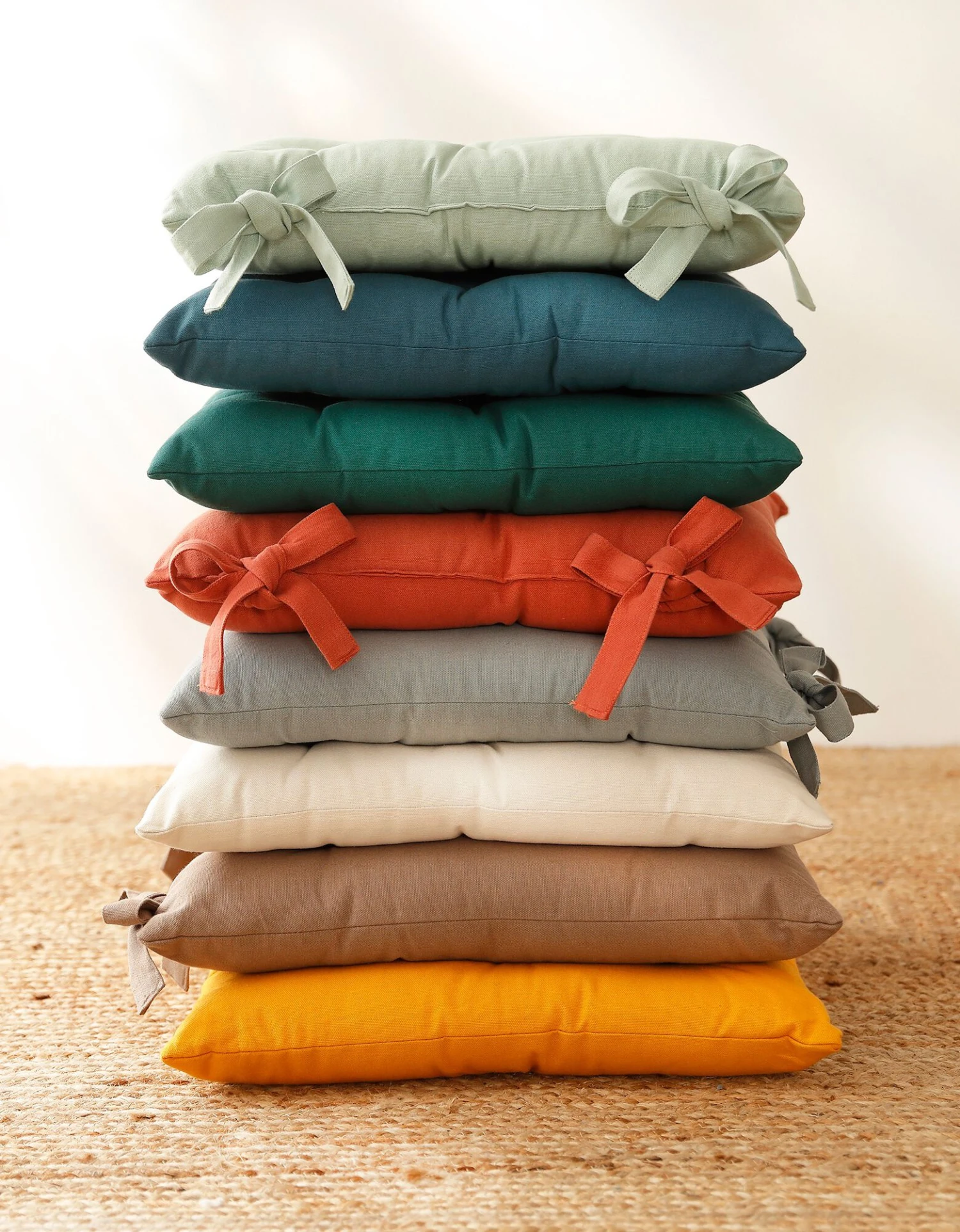 Galette De Chaise Carrée Unie Coton Bachette - Lot De 2 2 Galette De Chaise Carrée Unie Coton Bachette - Lot De 2 – Image 2