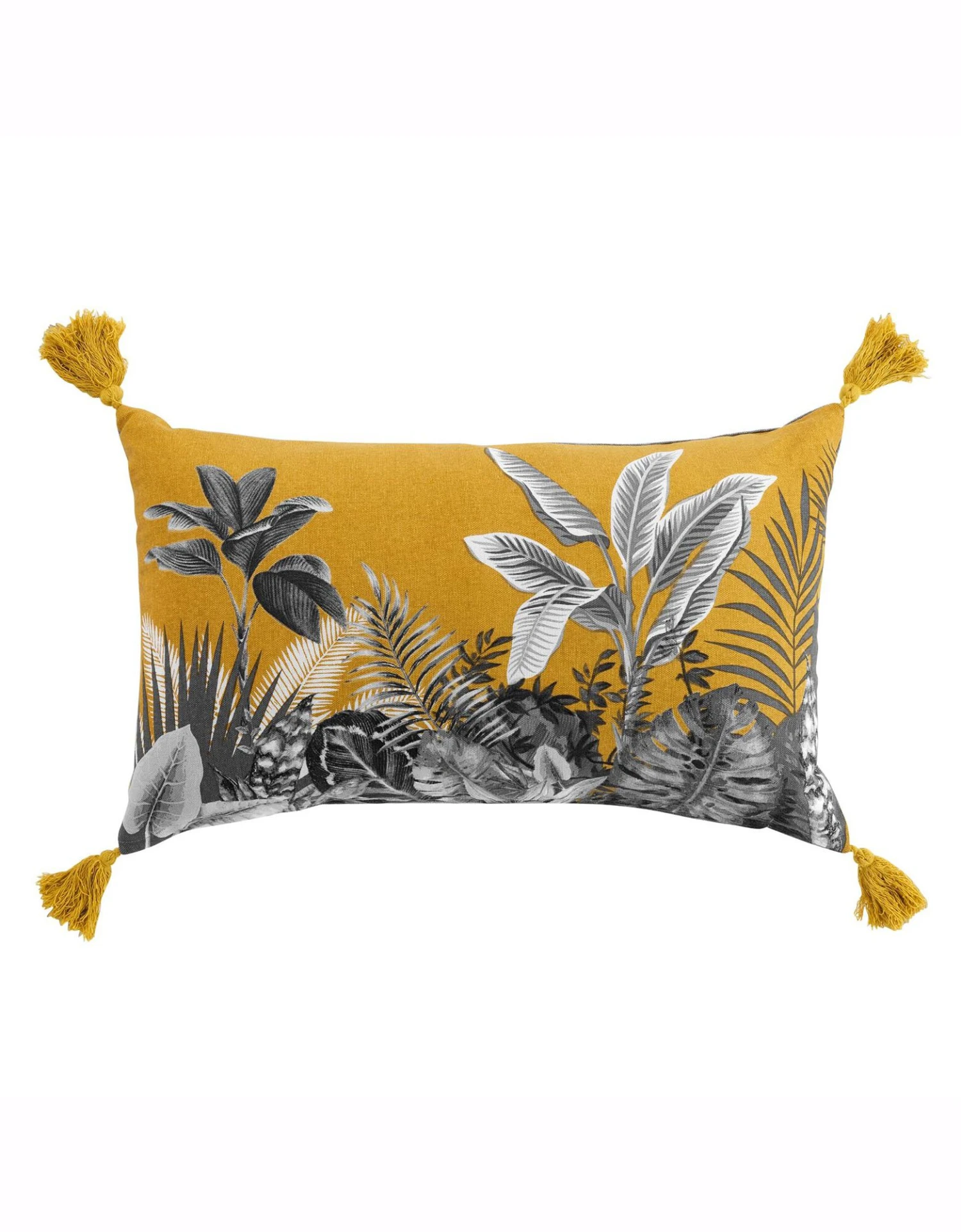 Coussin Imprimé Tropical Pompons 1 Coussin Imprimé Tropical Pompons