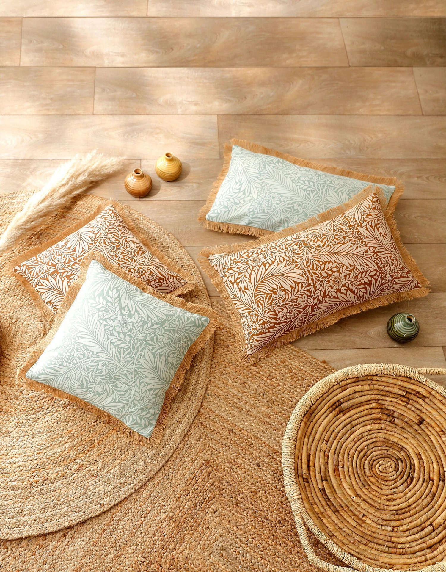 Housses De Coussin Imprimé à Franges En Jute - Lot De 2 2 Housses De Coussin Imprimé à Franges En Jute - Lot De 2 – Image 2