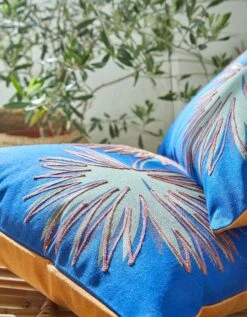 Housse De Coussin Brodé Feuilles De Palmier, Collection Ninole - Lot De 2 -Maison Textiles Magasin 327400 C01 zoomx vue4