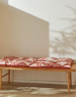 Long Coussin Déco Coton Imprimé Feuillage