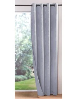 Rideau Occultant Damassé Dessin Floral Finition Oeillets