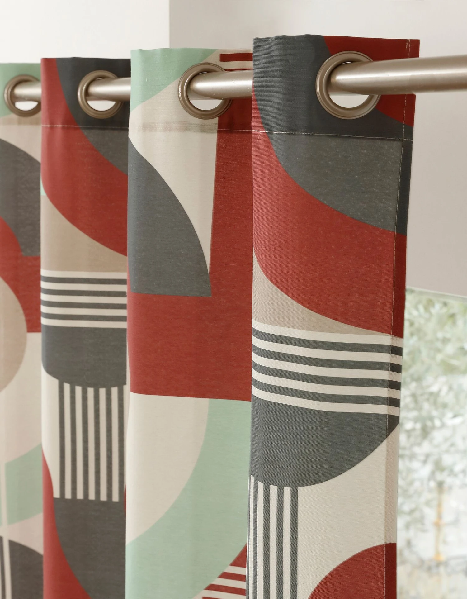 Rideau Oeillets Imprimé Géométrique Art Déco 2 Rideau Oeillets Imprimé Géométrique Art Déco – Image 2