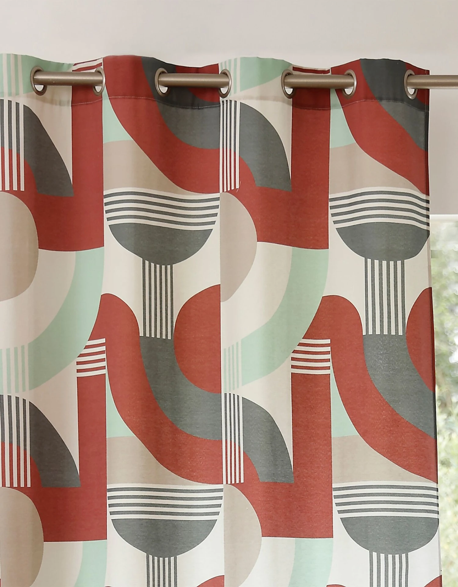 Rideau Oeillets Imprimé Géométrique Art Déco 3 Rideau Oeillets Imprimé Géométrique Art Déco – Image 3