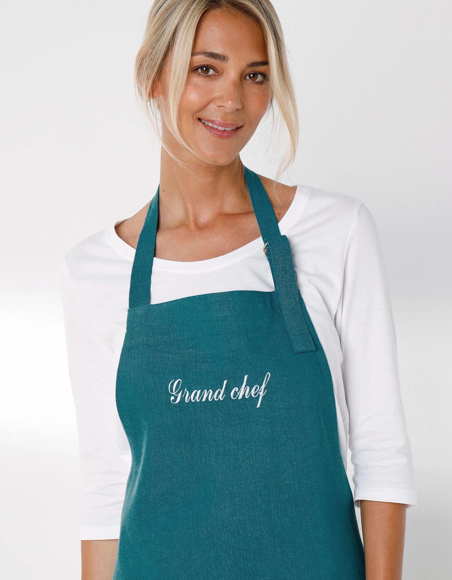 Tablier Bavette Coton Et Lin Uni Personnalisable 2 Tablier Bavette Coton Et Lin Uni Personnalisable – Image 2