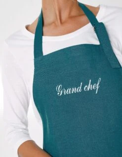 Tablier Bavette Coton Et Lin Uni Personnalisable 9 Tablier Bavette Coton Et Lin Uni Personnalisable -Maison Textiles Magasin 500012 C03 zoomx vue4