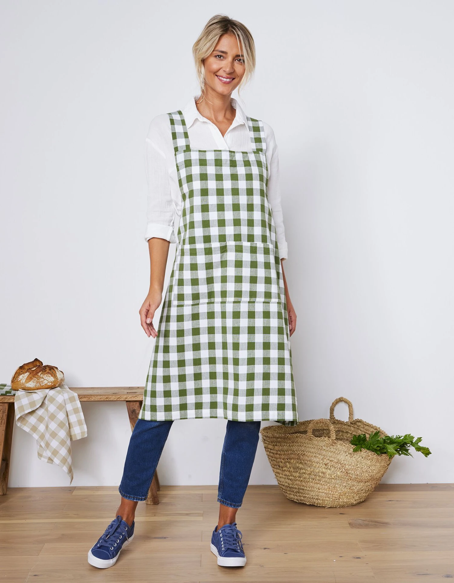 Tablier De Cuisine Carreaux Vichy, Forme Japonaise 2 Tablier De Cuisine Carreaux Vichy, Forme Japonaise – Image 2